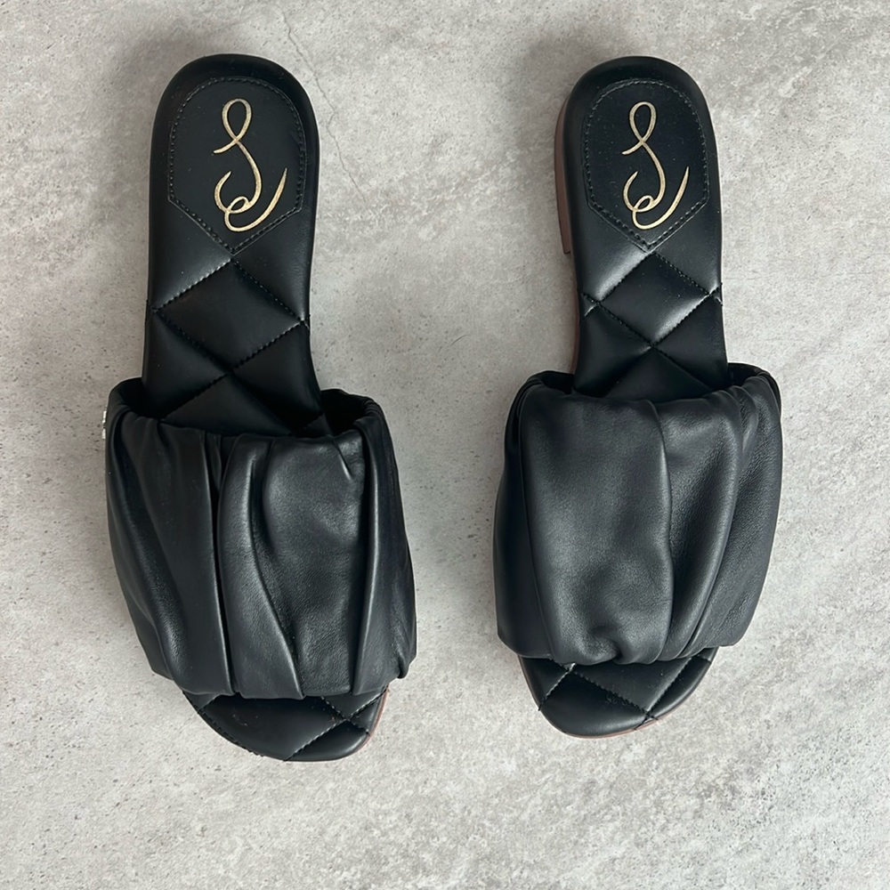 Sam Edelman Black Leather Slide Sandals